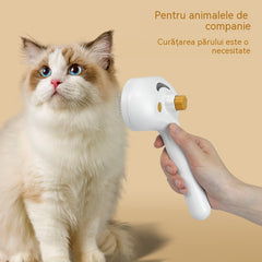 Peria universală 3-în-1 pentru câini și pisici：Transformă periatul într-un SPA relaxant! Tehnologia cu spray nano-mist hidratează blana, descurcă nodurile și oferă un masaj blând, fără a zgâria pielea.
