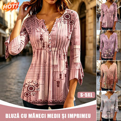 👕✨ Tricou modern cu mânecă medie – talie marcată, efect de subțiere, stil elegant și feminin