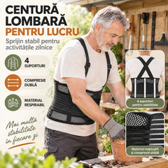 🛡️ Centură Lombară Premium cu Bretele – 4 Suporturi de Fixare și Dublă Compresie pentru Muncă Fără Dureri de Spate! 💪✨