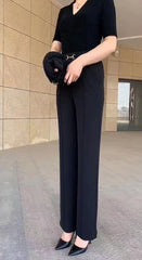 【30% OFF】🔥Női magas derekú rugalmas egyenes szárú nadrág – karcsúsító, kényelmes és elegáns