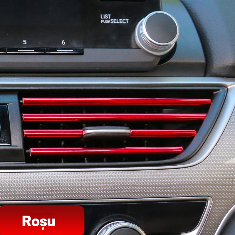 【60 de bucăți】Set Benzi Decorative pentru Grila de Ventilație Auto, Design U-Style Cromat, Decor Interior Universal, Diverse Culori