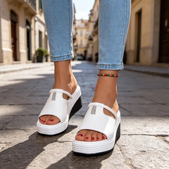 🖤💎 【Material din piele autentică】 Papuci cu talpă panou și cristale, la modă