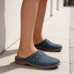 👡 Saboți de Vară din Piele Naturală cu Suport Plantar – Design Ergonomic Anti-Oboseală, Perforații Respirabile, Mărimi 36-43! ✨🏥