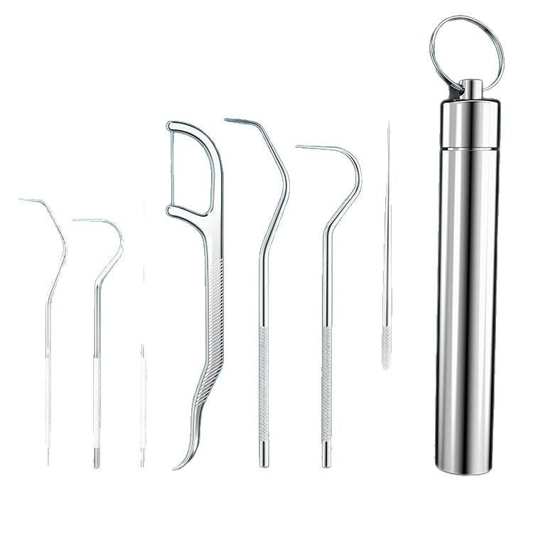 🔥🔥【Cumpără unul, primești unul gratuit】🏆 Set de 7 piese ✨ Inginerie germană de precizie! Scobitoare dentară cu vârf ultrafin de 0,1 mm pentru o curățare profundă și precisă 🦷💎