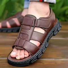 🔥【38~44】Sandale de plajă pentru bărbați, din piele moale, anti-alunecare, lucrate manual