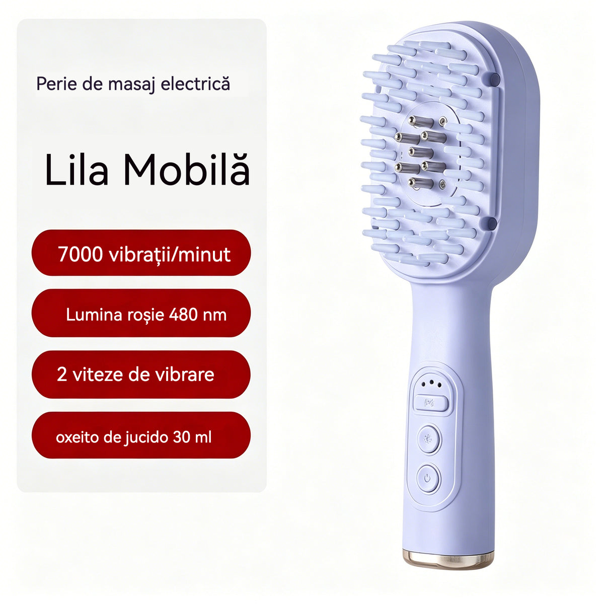 💆‍♀️ Pieptene pentru masajul scalpului, aplicator multifuncțional de uleiuri esențiale și dispozitiv pentru stimularea creșterii părului.