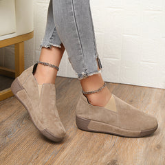 💟🔥 Női valódi bőr (nubuk hatású) casual cipő – vastag talp, kényelmes és elegáns