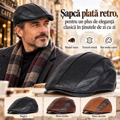 🎩 Șapcă Retro din Piele Ecologică · Textură Mixată · Stil Clasicul Masculin · Protecție și Eleganță pentru Toamnă/Iarnă!