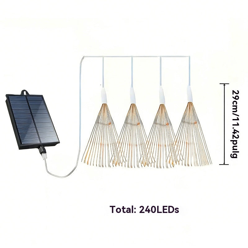 🔥🔥【4 lămpi + alimentare cu energie solară】Ghirlandă luminoasă solară cu efecte de artificii pentru terase și petreceri
