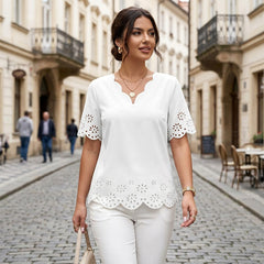 Tricou fashion 2026 de vară, cu model floral decupat