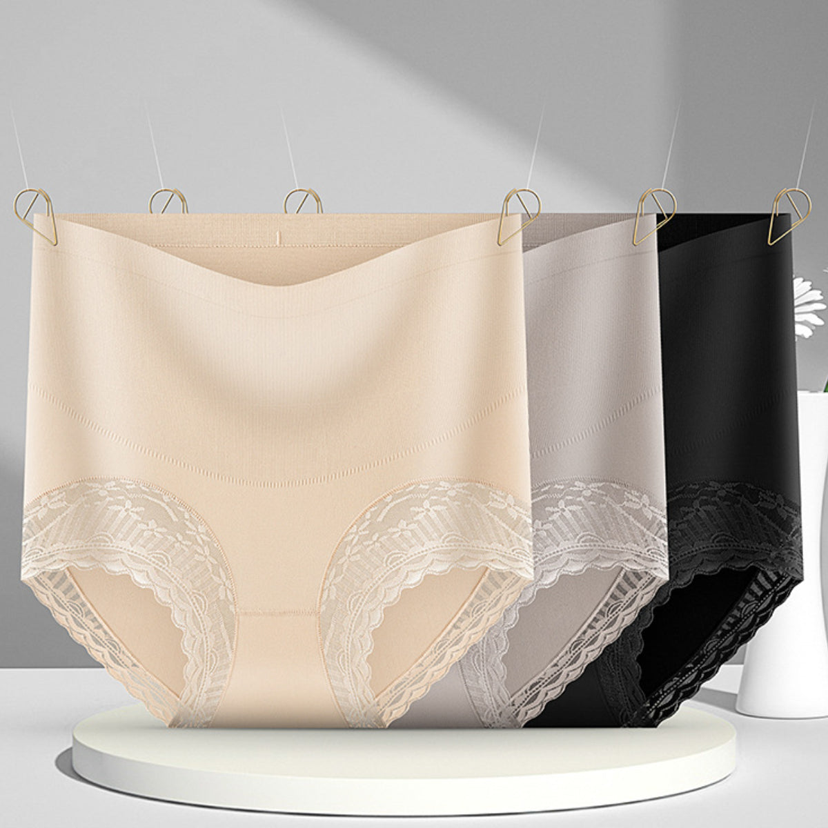 【Set de 3 bucăți】💖 Chiloți modelatori cu efect de strângere abdominală — abdomen plat, ridicare a feselor, material moale și respirabil, conturează silueta
