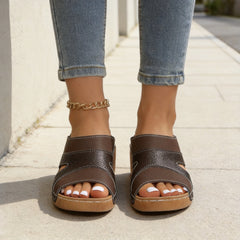 👡 Papuci de Vară Tip Roman din Piele Naturală – Talpă Platformă Moale, Design Color-Block, Stil Slip-On, Mărimi 36-43! ☀️🌾