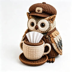 🛍️ Kit DIY Cusut Manual: Cutie de Șervețele "Bufnița și Culegerea de Magie" (Owl Spell Book) 🦉 Deco de Poveste & Kit Complet All-in-One | 5 Modele Magice, Cadoul Perfect pentru Pasionații de DIY