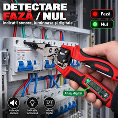 ⚡ Clește Multifuncțional pentru Electricieni cu Ecran Digital – Dezizolare Rapidă, Tăiere, Sertizare și Detectare Tensiune!
