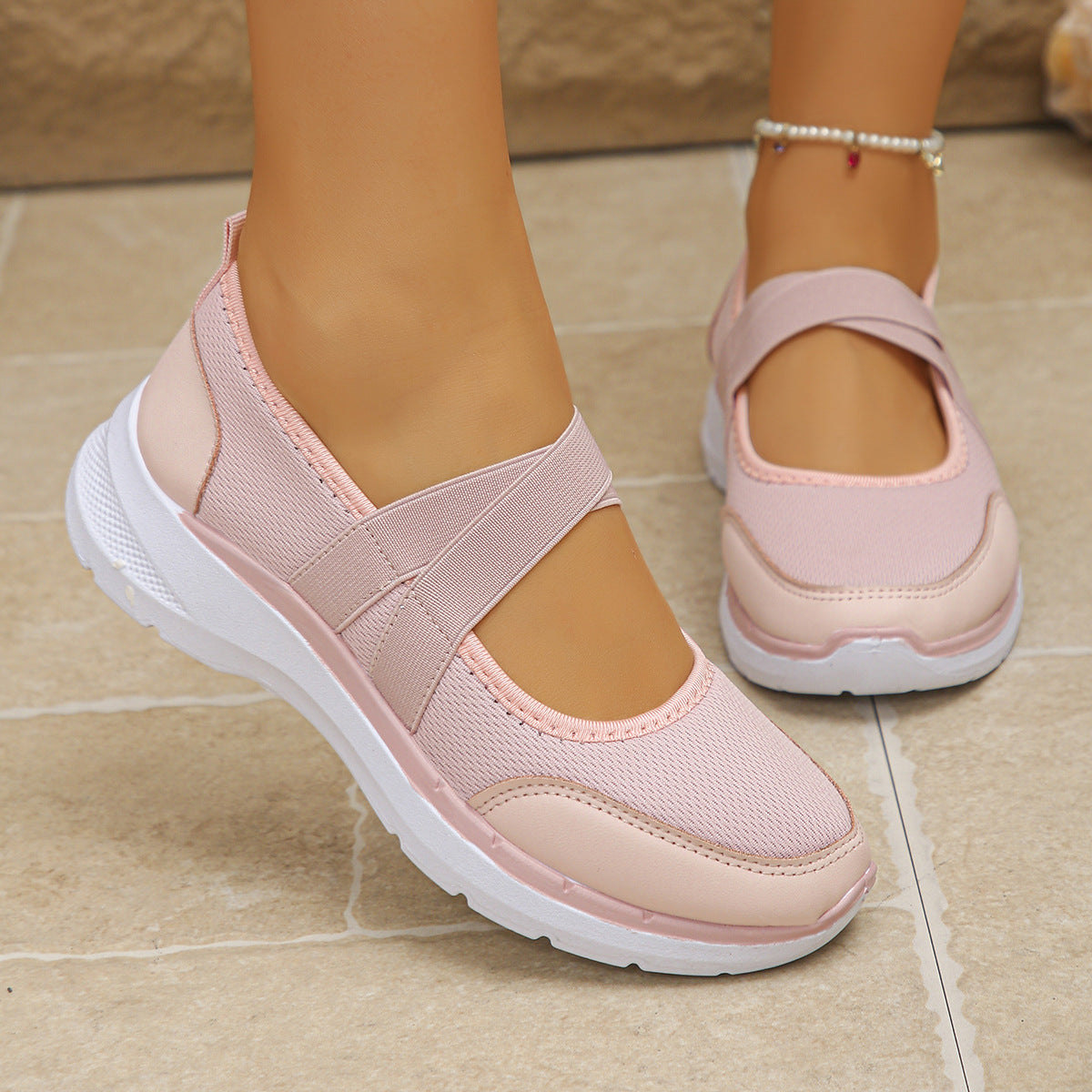 💖Cel mai mic preț pentru o perioadă limitată de timp👟Pantofi noi de damă mărimi mari, de primăvară/vară, cu talpă cu platformă, față flyknit, respirabili, închidere cu velcro, stil casual.