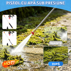 Pistol de apă de înaltă presiune cu mâner lung și duze duble, potrivit pentru spălarea mașinilor sau irigarea grădinii.