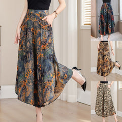 🔥🔥【XL-5XL】Pantaloni imprimați, cu talie largă, slim fit, din șifon, răcoros și confortabil.