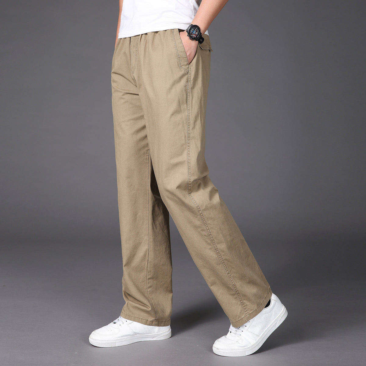 Férfi egyenes szabású, laza nadrág – nagy méretben, kényelmes és légáteresztő