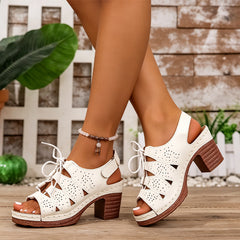 ✨Sandale Retro cu Toc Gros și Decupaje Elegante – Înălțime Stabilă și Confort Fără Durere! 👡