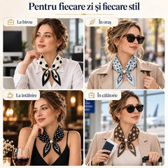 ✨ Set 4 Eșarfe Înguste din Mătase – Eleganță și Rafinament pentru Primăvară-Vară! Material Fin, Versatile, Ideale pentru Gât, Păr sau Geantă!