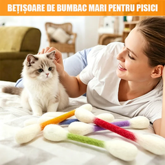 【6 buc】Jucărie pentru Pisici din Pâslă de Lână, Model Bețișor de Bumbac Gigant cu Catnip (Iarba Mâței), Rezistentă la Mușcături, pentru Relaxare și Joacă Interactivă