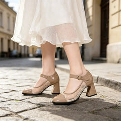 Pantofi Eleganți cu Toc Gros și Plasă Respirabilă – Stil Rafinat fără Compromis la Confort! ✨