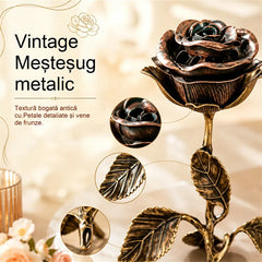 Suport pentru Tămâie și Aromaterapie în Formă de Trandafir Bronz Retro, Suport Cădelniță Creativă, Ornament Decorativ pentru Casă