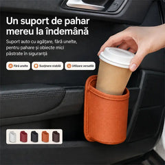 Suport Multifuncțional din Piele pentru Pahare și Depozitare Auto – Organizator pentru Portieră, Spătar Scaun și Telefon (Pachet Promoțional 1+1 GRATIS / 2 Bucăți) 🚗🥤📱