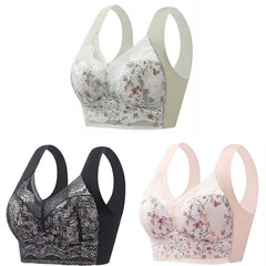 🔥【3 buc】💕🎁【40kg-100kg】Sutien de mărime mare din mătase de gheață fără cusături, respirabil și reglabil