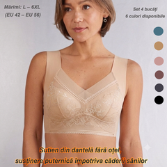 👙✨【Set 4 piese】Sutien damă confortabil, fără cusături, din dantelă elegantă