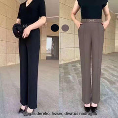 【30% OFF】🔥Női magas derekú rugalmas egyenes szárú nadrág – karcsúsító, kényelmes és elegáns