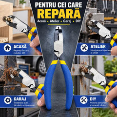 🔧 Clește Multifuncțional pentru Șuruburi și Piulițe Ruginite sau Deteriorate – Prindere Fermă, Oțel Cr-V, Funcție de Dezizolare, Tăiere și Sertizare!