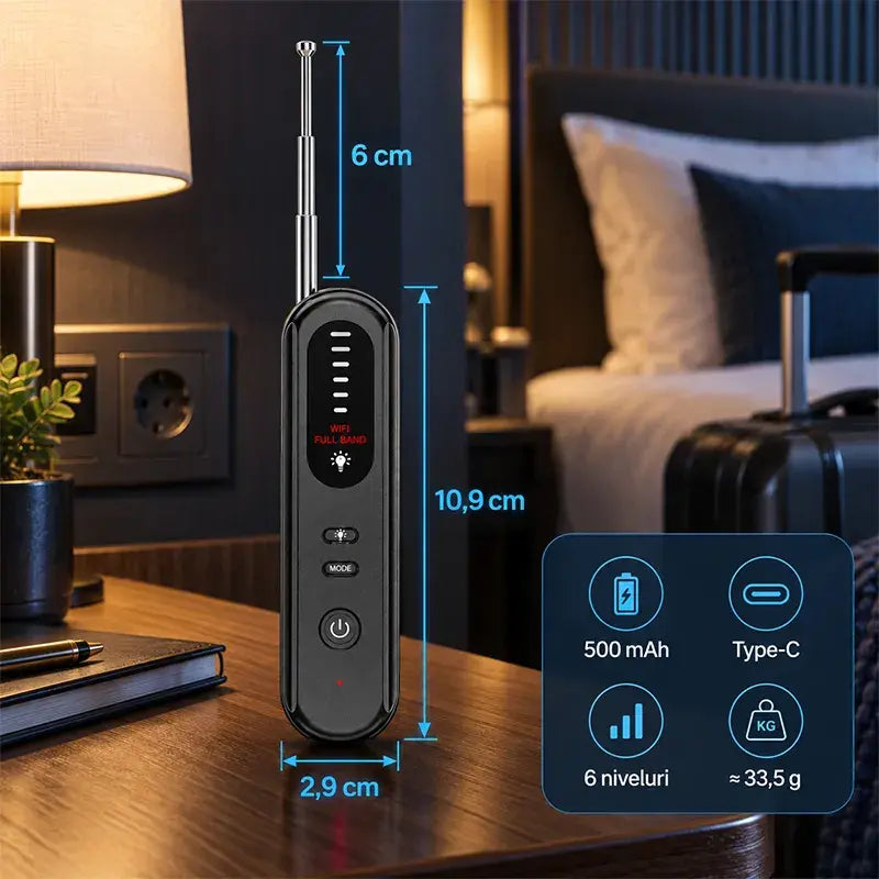 🛡️ Detector Inteligent Multifuncțional T01 – Protecție Anti-Spy, Anti-Monitorizare, Scanare Optică & Detectare Semnale Wireless!