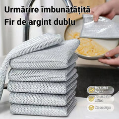 Set 50 Bucăți Lavete Din Sârmă de Argint, Strat Dublu Îngroșat, Anti-Zgârieturi, Lavetă Metalică pentru Spălarea Vaselor și Curățare Dificilă