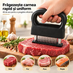 🥩 Frăgezitor Profesional de Carne cu 48 de Ace din Oțel Inoxidabil – Carne Mai Fragedă, Suculentă și Rapid Marinată!