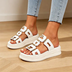 🖡 Papuci de Vară Platformă cu Detalii Metalice – Talpă Groasă Anatomică, Stil Casual-Chic, 2 Culori, Mărimi 35-42! ☀️✨