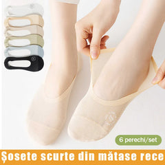 Set 6 Perechi Șosete Tăiate Invisible – 100% Anti-Alunecare! Rămân la locul lor toată ziua, ascunse perfect în balerini sau tocuri.