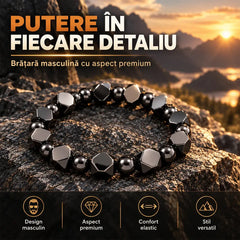 🔥 Brățară Masculină Premium din Obsidian și Hematit – Stil Elegant, Energie Pozitivă și Protecție Împotriva Energiilor Negative!