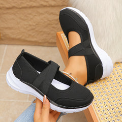 💖Cel mai mic preț pentru o perioadă limitată de timp👟Pantofi noi de damă mărimi mari, de primăvară/vară, cu talpă cu platformă, față flyknit, respirabili, închidere cu velcro, stil casual.