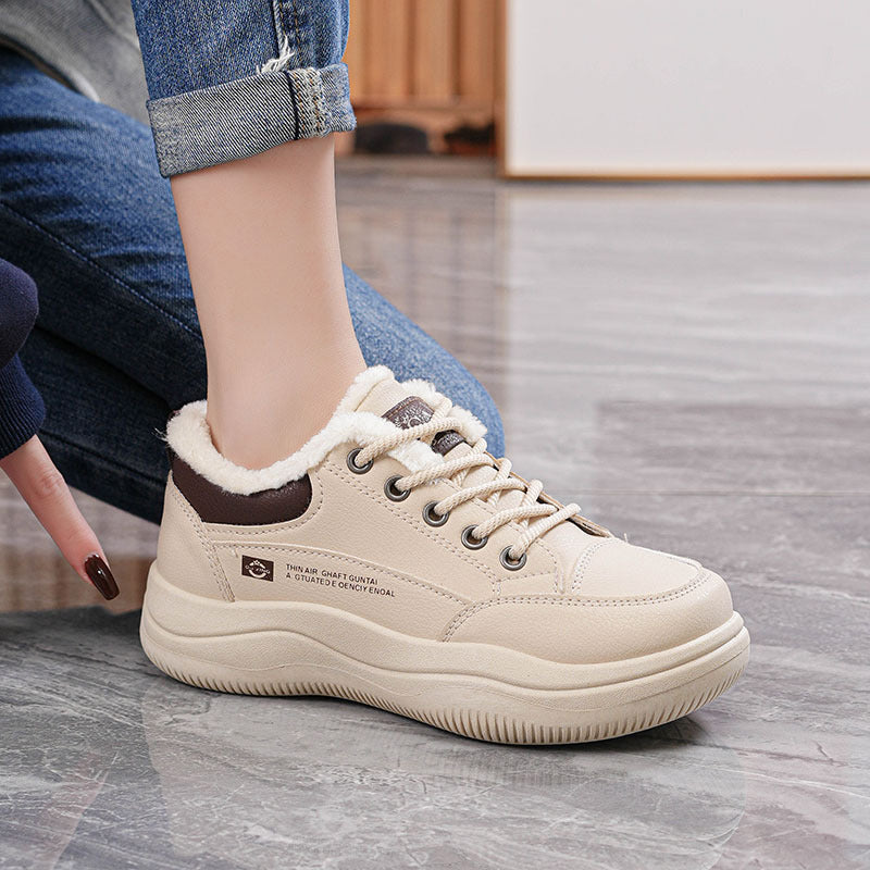 2025 Téli új férfi meleg, bélelt sportcipő｜Vízálló, csúszásgátló, vastag talpú és stílusos bőr cipő