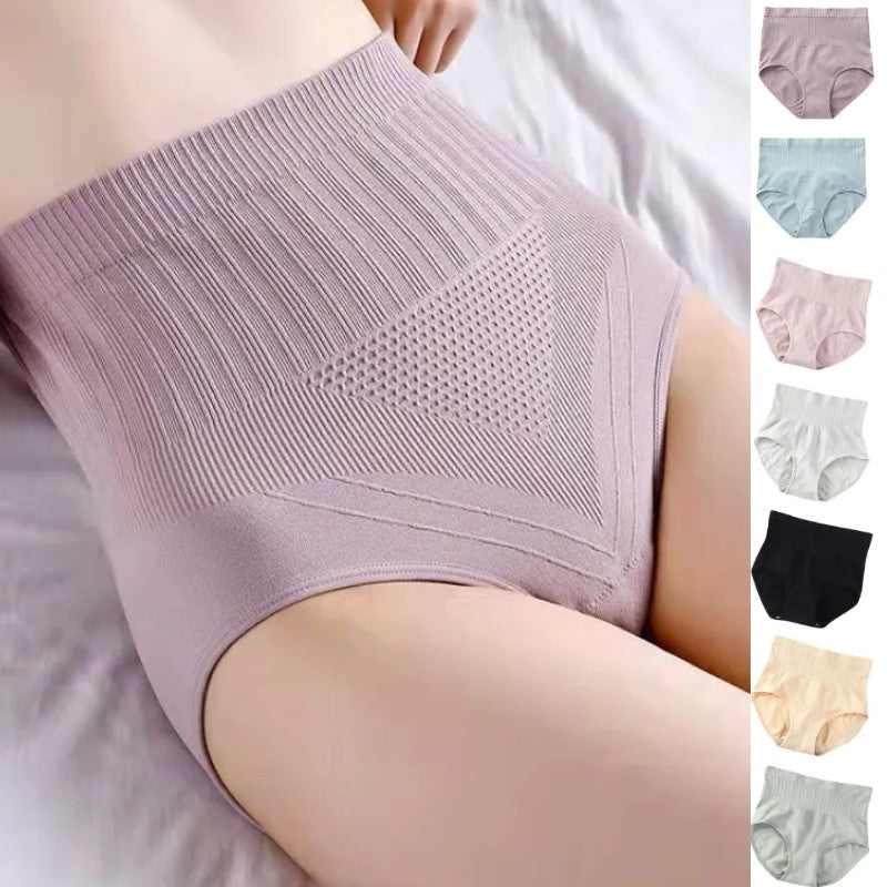 🩲【Set de 7 bucăți】Chiloți din bumbac cu talie înaltă, efect de modelare a abdomenului și protecție antibacteriană