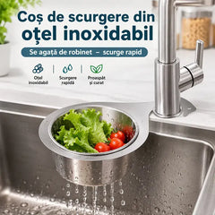 Coș de Scurgere Încăpător din Oțel Inoxidabil pentru Chiuvetă – Design Tip Lebădă, Filtru pentru Resturi Alimentare & Organizator Fără Găurire (Ofertă LINITATĂ: 1+1 GRATIS / 2 Bucăți în Pachet) 🧰🪿🥣
