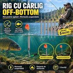 🎣 Rig Anti-Agățare Off-Bottom pentru Pescuit (Pachet 2 Pungi – 10 Bucăți Total) – Momeală Suspendată, Cârlige Iseama cu Spin (Mărimi 4# + 8#)!