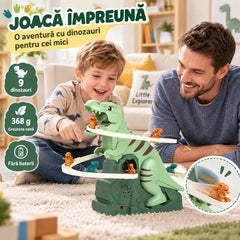 🦖 Aventură Continuă cu Dinozauri! Pistă Electrică pentru Copii cu Urcare Automată pe Scară! Include 9 Dinozauri Colorați · Alunecare Fluentă · Asamblare Ușoară și Distracție Nelimitată!