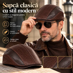 🎩 Șapcă Retro din Piele Ecologică · Textură Mixată · Stil Clasicul Masculin · Protecție și Eleganță pentru Toamnă/Iarnă!