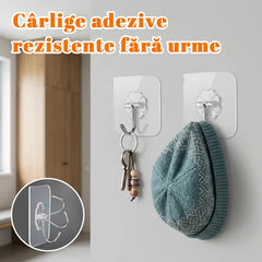 🎁（Set avantajos de 50 de bucăți）Cârlige transparente puternice, autoadezive, fără găurire și fără urme