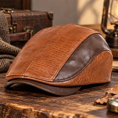 🎩 Șapcă Retro din Piele Ecologică · Textură Mixată · Stil Clasicul Masculin · Protecție și Eleganță pentru Toamnă/Iarnă!
