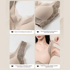 【Set 2 buc】Sutien fără sârmă cu efect push-up și model jacquard elegant｜Confortabil, fără cusături, susținere și spate frumos