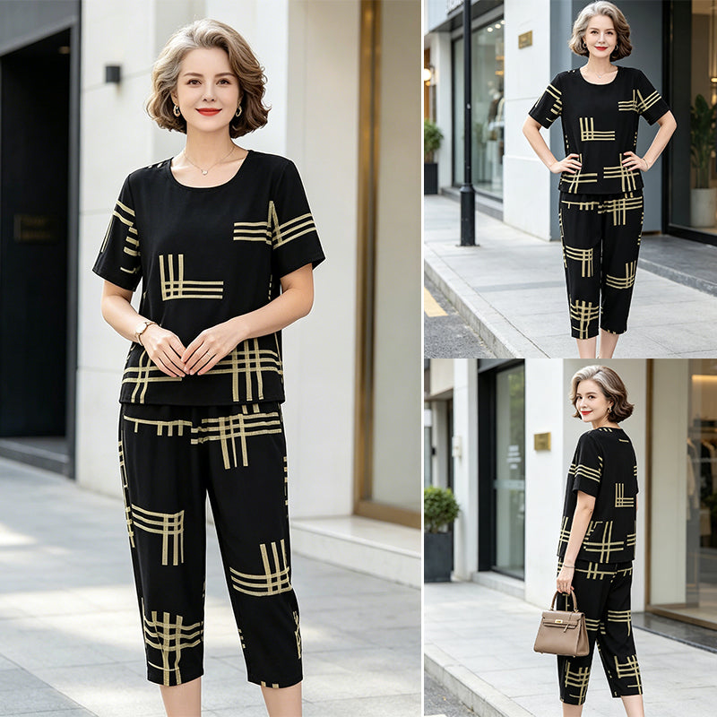 🌸✨【Mărimi mari】Set de vară lejer, răcoros, cu imprimeu – confortabil și stilat