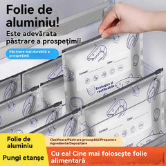 ✨【30 buc】Pungi din Folie de Aluminiu pentru Păstrarea Prospețimii – Set Pungi Alimentare cu Fermoar pentru Congelator și Organizare Frigider, Vidabile și Reutilizabile
